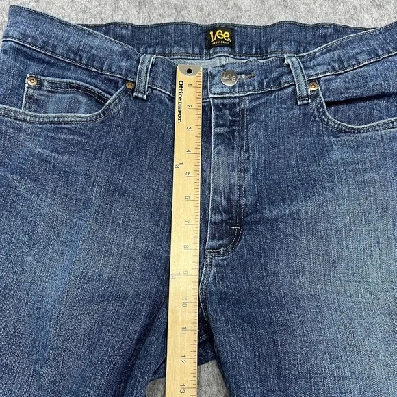 Lee Jeans Mens 38x30 Blue Straight Stretch Denim Medium Wash Pants FITS38x29 - Picture 12 of 15